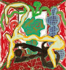 Tseng Ching-kan, Indoor, Yellow Monster and Green Vase, 1987, Oil on canvas