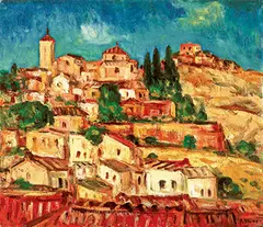 The Ancient City of Spain by Sanlang Yang, Oil on canvas, sold May 2016