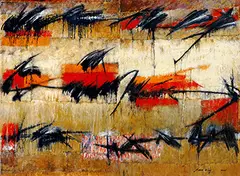 John Way, Abstract (diptych), 2001, Mixed media on canvas
