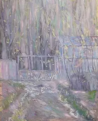 Gennady Malyshev, Landscape, Oil on paper