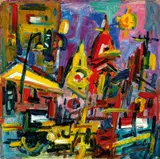 Chua Hu, Manila Small Bridge, 1970, Oil on fiberboard