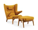AP19 Teddy Bear Chair with Ottoman by Hans J. Wegner, 1951, Oak, cloth, offered Dec 2017