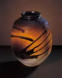 Wang Shiu-kung, Vase With Brown Glaze and Splashedink Landscape Decoration, 1993, Ceramics
