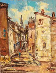 Sanlang Yang, Historical House, Oil on canvas