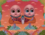 Chang Chia-ying, Conjoined Eggs are Staring Left and Have an Anatomy Lesson, 2014, Acrylic on canvas