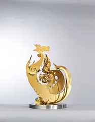 Yuyu Yang, Fire of Life, 1982, stainless steel, titanium plated no. 2/10