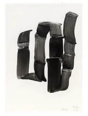 Lee Bae, Brushstroke-K14, 2021, Charcoal paint on paper