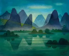 Louis Toffoli, Kweilin, paysage fantastique, 1979, Oil on canvas