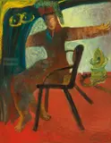 Fu Ching-Li, Un jeu de train, 1990-1991, Oil on canvas