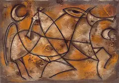 Max Chiwai Liu, War Horse of the First Emperor, 1989, Mixed media on paper