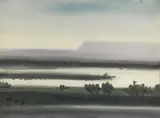 Shiy De-jinn, Landscape of Tamsui River, 1977, Watercolor on paper