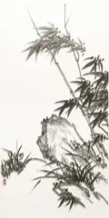 Howard Chen, Stone and Bamboo, Mosquito nail, canvas, wood