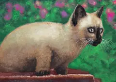 Cat by Hilo Chen, 1987, Gouache on paper, sold Dec 2022
