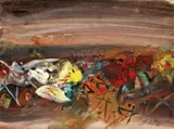 Hong Kong No. 24 by Chu Teh-chun, 1997, Oil on paper, mounted onto board, sold Jun 2011