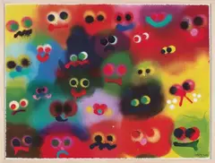 Cheek to Cheek by Jon Burgerman, 2021, Giclée print, edition no.18/20, sold Dec 2022