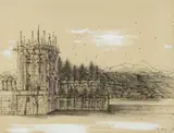 Jean Carzou, Souvenir de Stresa, 1979, Oil, ink, pen and crayon on paper