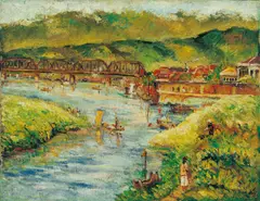 Tan Teng-pho, Taipei Bridge, Tamsui River, 1933, Oil on canvas