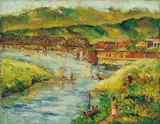Tan Teng-pho, Taipei Bridge, Tamsui River, 1933, Oil on canvas