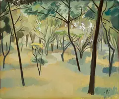Hillside by Rusong Xiao, 1988, Watercolor on paper, sold Dec 2007