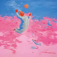 Ren Sihong, Great Olympic Series–Mao Plays Volleyball, 2006, Oil on canvas