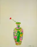 Vase with Green Dog Decoration by Zhou Chunya, 1997, Oil on canvas, sold Dec 2006