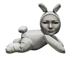 Naritaka Satoh, Baby in Lykiness of a Rabbit 2, 2008, Pencil, charcoal and acrylic on paper, mounted onto panel