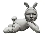 Naritaka Satoh, Baby in Lykiness of a Rabbit 2, 2008, Pencil, charcoal and acrylic on paper, mounted onto panel