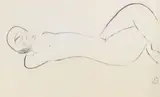 Sanyu, Reclining Nude, Ink on paper