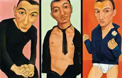 My Friends in Paris (triptych) by Xavier Wei, 2004, Oil on canvas, sold Dec 2009