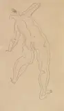 Sanyu, Stretching Nude, c. 1929, Charcoal, ink on paper