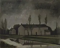 Bernard Buffet, Maison au bord du canal, 1952, Oil on canvas
