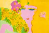 Girl With Flowers in Hair by Walasse Ting, Acrylic on paper, sold Dec 2006