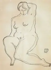 Nude by Sanyu, Charcoal and ink on paper, sold Jun 2015
