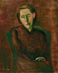 Yun Gee, Portrait of Miss Ellen, 1940, Oil on panel
