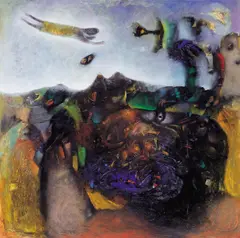 Butterfly and the Person by Fu Ching-Li, 1996, Oil on canvas, sold Dec 2018