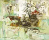 Hsieh Hsiao-De, Still Life with Flowers, Oil on canvas