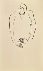 Sanyu, Lady with Pearl Necklace, 1920s-1930s, Ink on paper