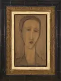 Amedeo Modigliani, Portrait of Lunia Czekowska (Lunia Czechowska), 1917, Crayon, lavé and mixed media on plywood