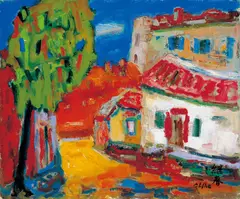 Liāu Kè-chhun, Old Residences at East Port, 1975, Oil on canvas