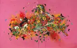 Priyantha Udagedara, An Hour in Herbal Garden 1, 2015, Mixed media on canvas