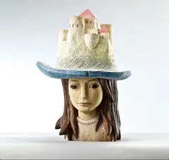 Castle by Ai Haibara, Painted wooden sculpture (unique), sold Jun 2010