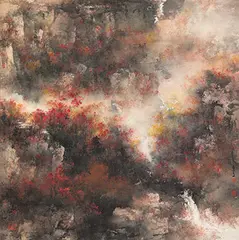 He Baili, Autumn Landscape, 2014-2015, Mounted scroll, ink and color on paper