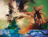 Chihung Yang, The Vital Force, 1987, Acrylic and charcoal on canvas