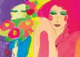 Two Beauties by Walasse Ting, Acrylic on rice paper, sold Dec 2017