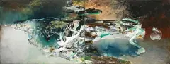 Chuang Che, Green River  (diptych), 1994, Acrylic, oil on canvas