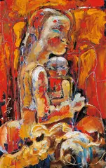 Shi Hu, Mother and Child - I, 1997, Oil on canvas