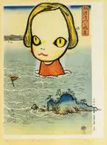 Yoshitomo Nara, Ocean Child in the Floating World, 1999, Reworked woodcut, Fuji xerox copy, ed. 39/50