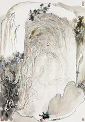 Wu Guanzhong, Sunlight Rock, 1980, Mounted scroll, ink and color on paper