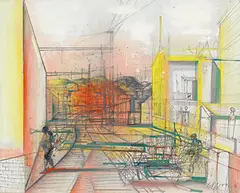 Jean Carzou, L'arrivée, 1985, Oil on canvas