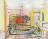 Jean Carzou, L'arrivée, 1985, Oil on canvas